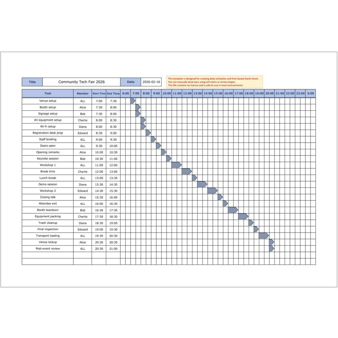 Free Event Schedule Template Excel (Simple & Printable)