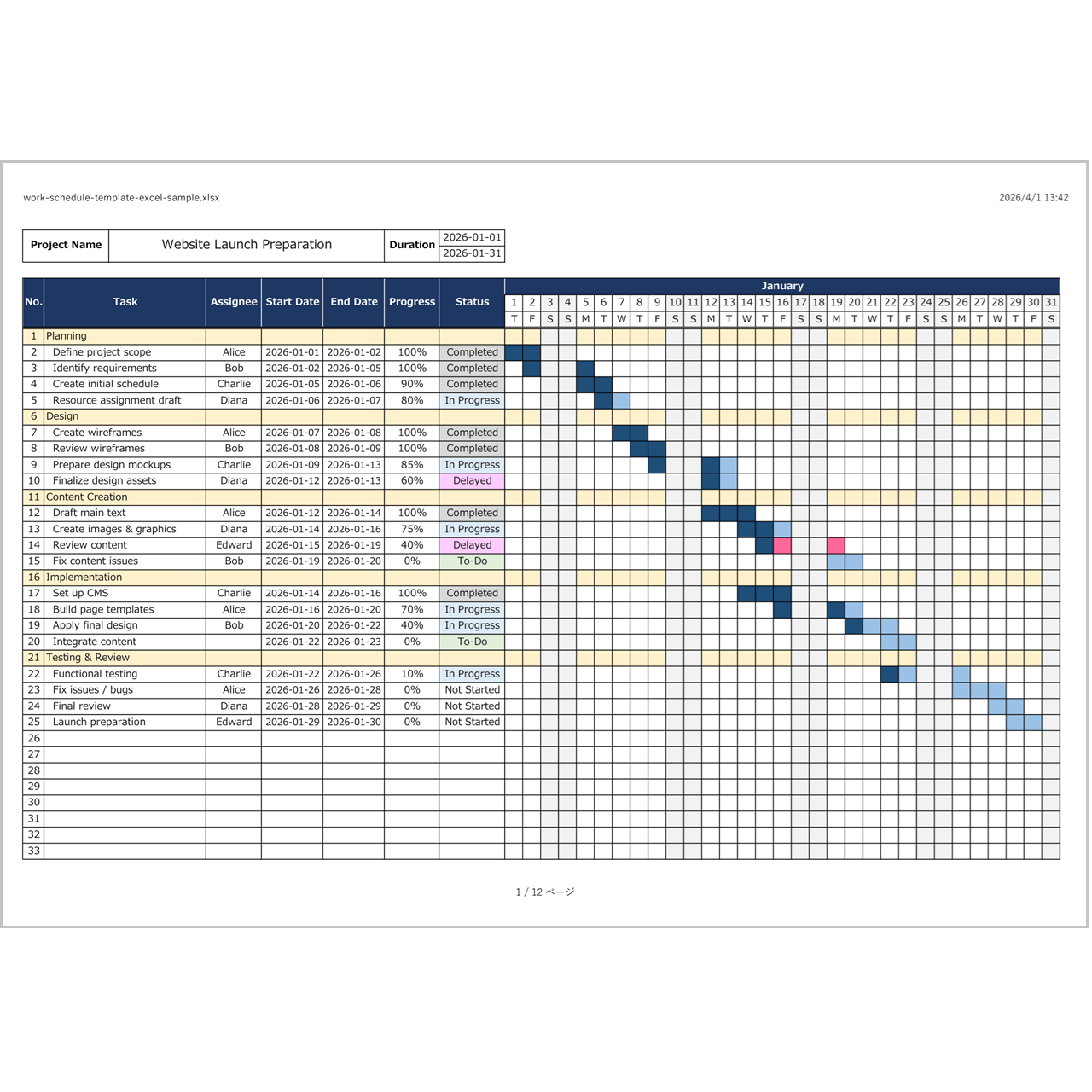 Free Work Schedule Template Excel (Printable & Easy to Edit)