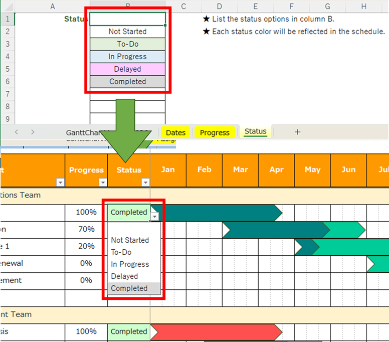 Built-in input support for Progress and Status