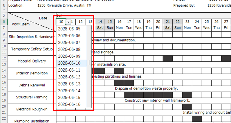 Date and Month Input with Drop-Down Lists