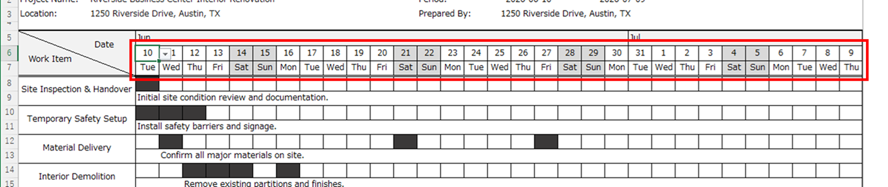 Automatic Weekend Highlighting