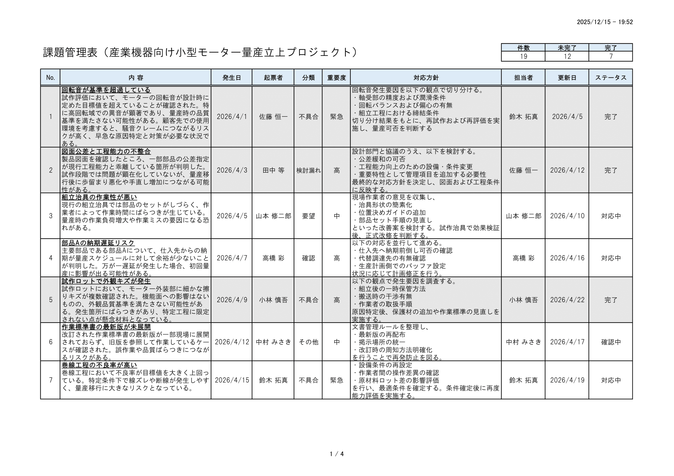 Excelテンプレート（サンプルデータなし）